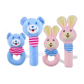 

2019 Hot Baby Cartoon Rabbit Bear Plush Rattle Ring Bell Newborn Hand Grasp Toys Infant Crib Rattles Dolls Toddler Toys