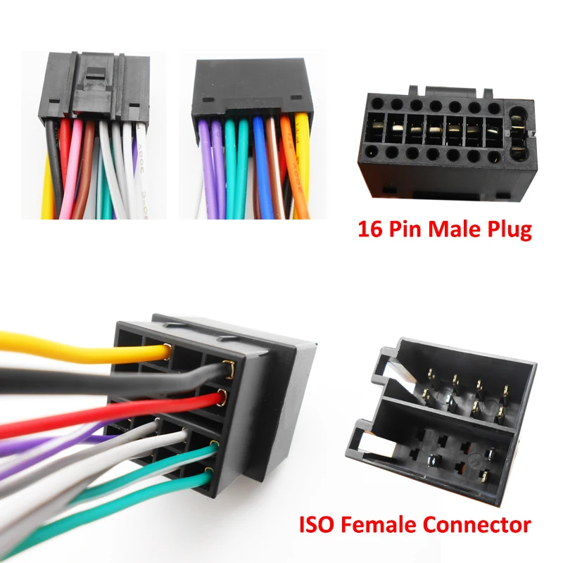 Adaptateur de câble 16 broches vers ISO, prise mâle 16 P, connecteur  femelle, câblage SFP, accessoires universels pour voiture, unité principale  Android - AliExpress