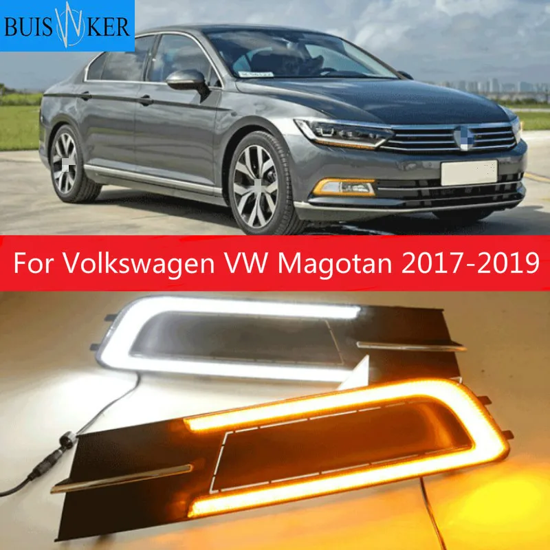

2 шт. для Volkswagen VW Magotan 2017-2019 светодиодный DRL для Magotan светодиодный Противотуманные фары светильник