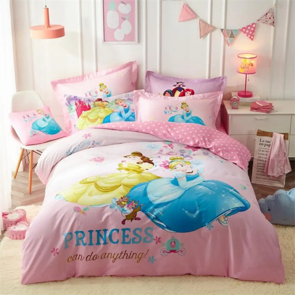 Home Cute Princess Cinderella Bedding Set Cartoon Cotton Bed Linen