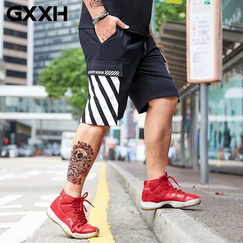 

New Summer Casual Men Elastic Waist Shorts Plus Size GXXH Multi Pocket Streaked Printed Man Loose Shorts Big Size 80-140kg Man