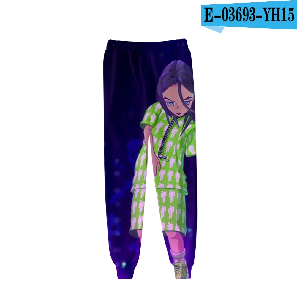 Повседневные брюки Billie Eilish3D с популярным принтом, мужские и женские модные новые осенние и зимние 3D комфортный для мальчиков и девочек синие спортивные штаны - Цвет: 3D pants