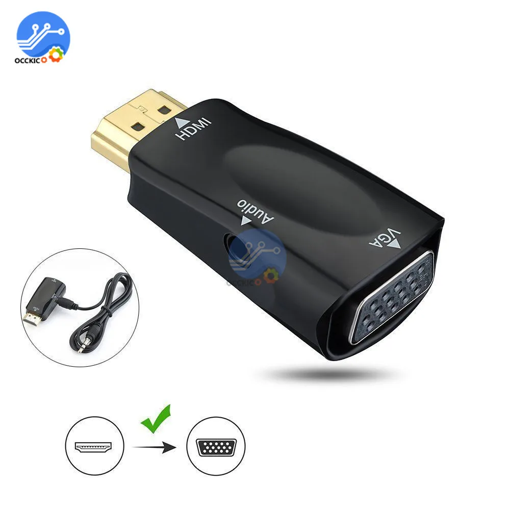 HDMI к VGA адаптер папа женскому HD 1080P аудио динамик кабель конвертер для ПК ноутбука