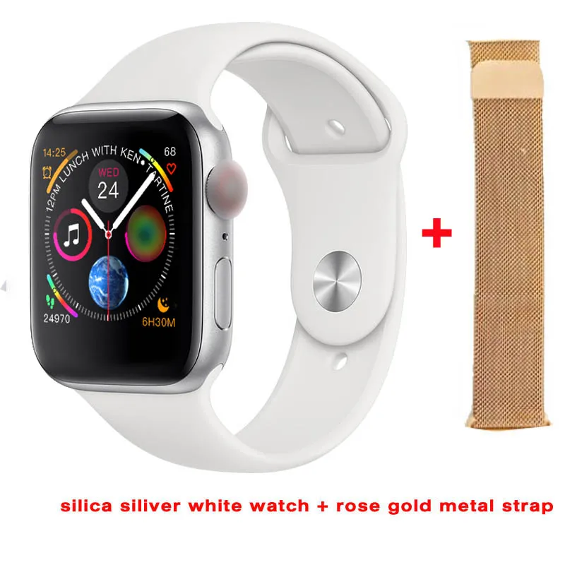 white add rose IWO 8 W54 умные часы 44 мм серия 4 Чехол 1:1 Bluetooth умные часы ЭКГ часы для ios android Быстрая для дропшиппинг - Цвет: white add rose