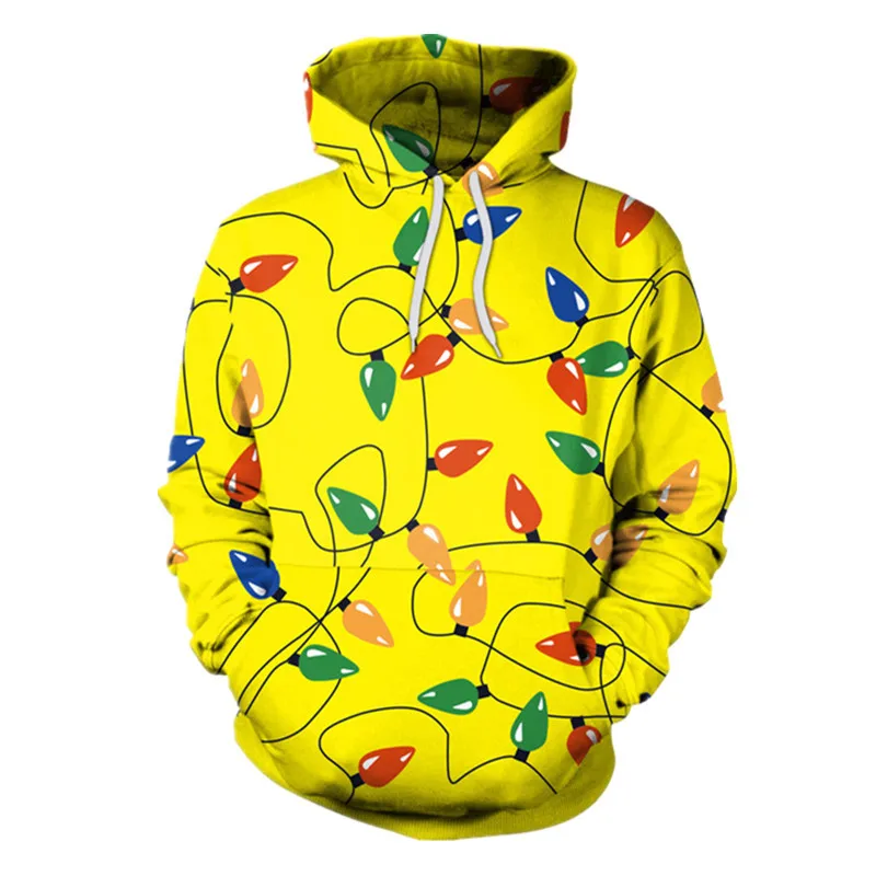 Clothing Unisex  Ugly Christmas Sweater For Holidays Santa Elf Christmas Funny Fake Hair Sweater Autumn Winter Hooded ropa