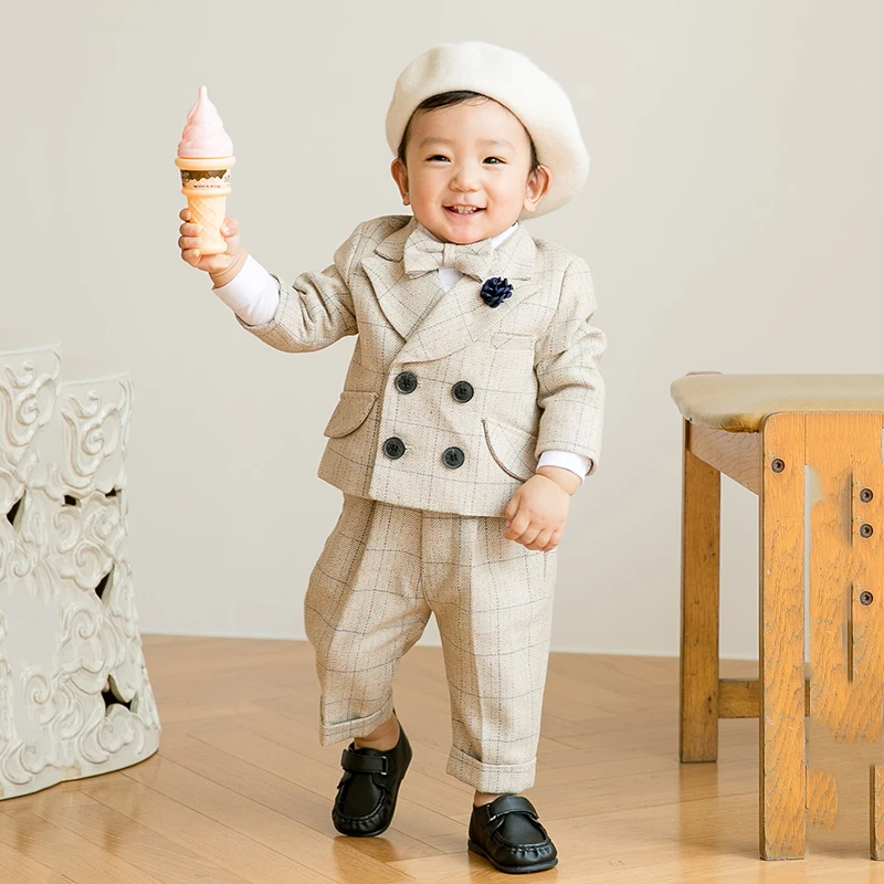 Costume Beige Pour Petit Garcon De 1 2 3 Et 4 Ans Ensemble De 4 Pieces Pour Fete De Mariage Smoking 21 Aliexpress