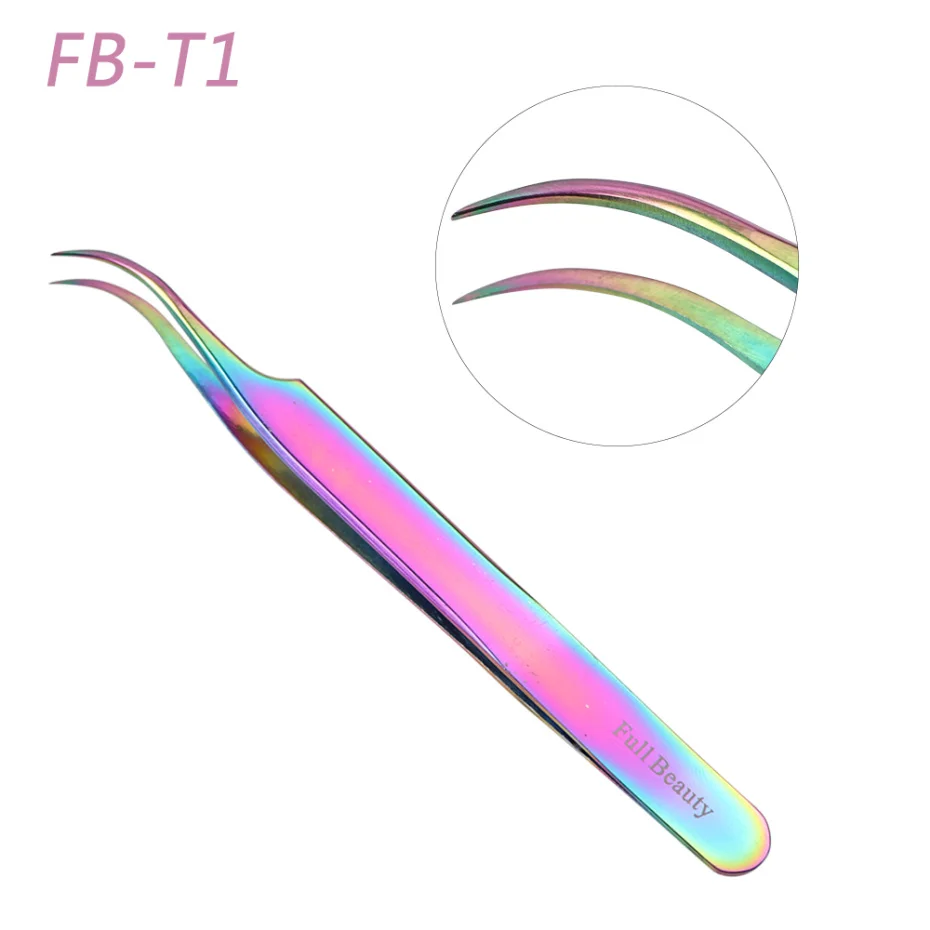 1PCS Anti-static Stainless Steel Tweezers Professional Eyebrow Clips Rainbow Eyelash Extension Tweezers Makeup Tools GLFBT1-4 5