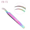 1PCS Anti-static Stainless Steel Tweezers Professional Eyebrow Clips Rainbow Eyelash Extension Tweezers Makeup Tools GLFBT1-4 5