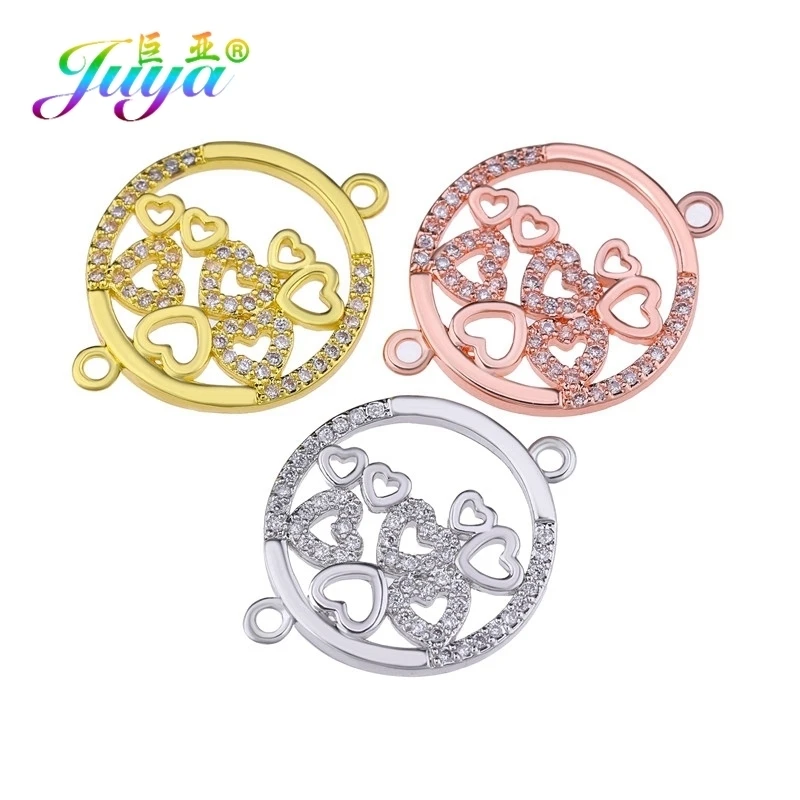 Кулоны Juya Micro Pave с цирконием золотое/Розовое Золотое любовное сердце