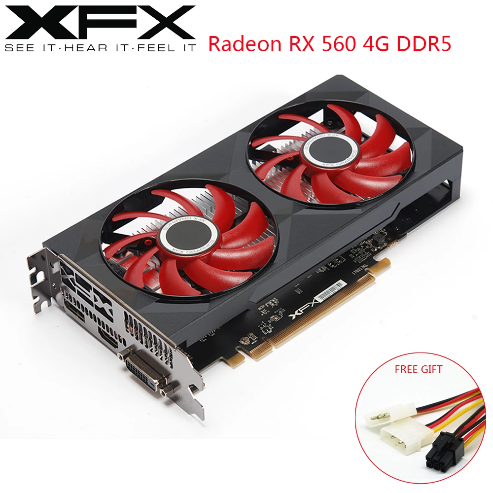 XFX tarjetas gráficas Radeon RX 560, 4GB, DDR5, AMD GPU, 128 bits, RX 560D, vídeo de PC de juegos, ordenador de escritorio, tarjeta RX560 usada|Tarjetas gráficas| - AliExpress