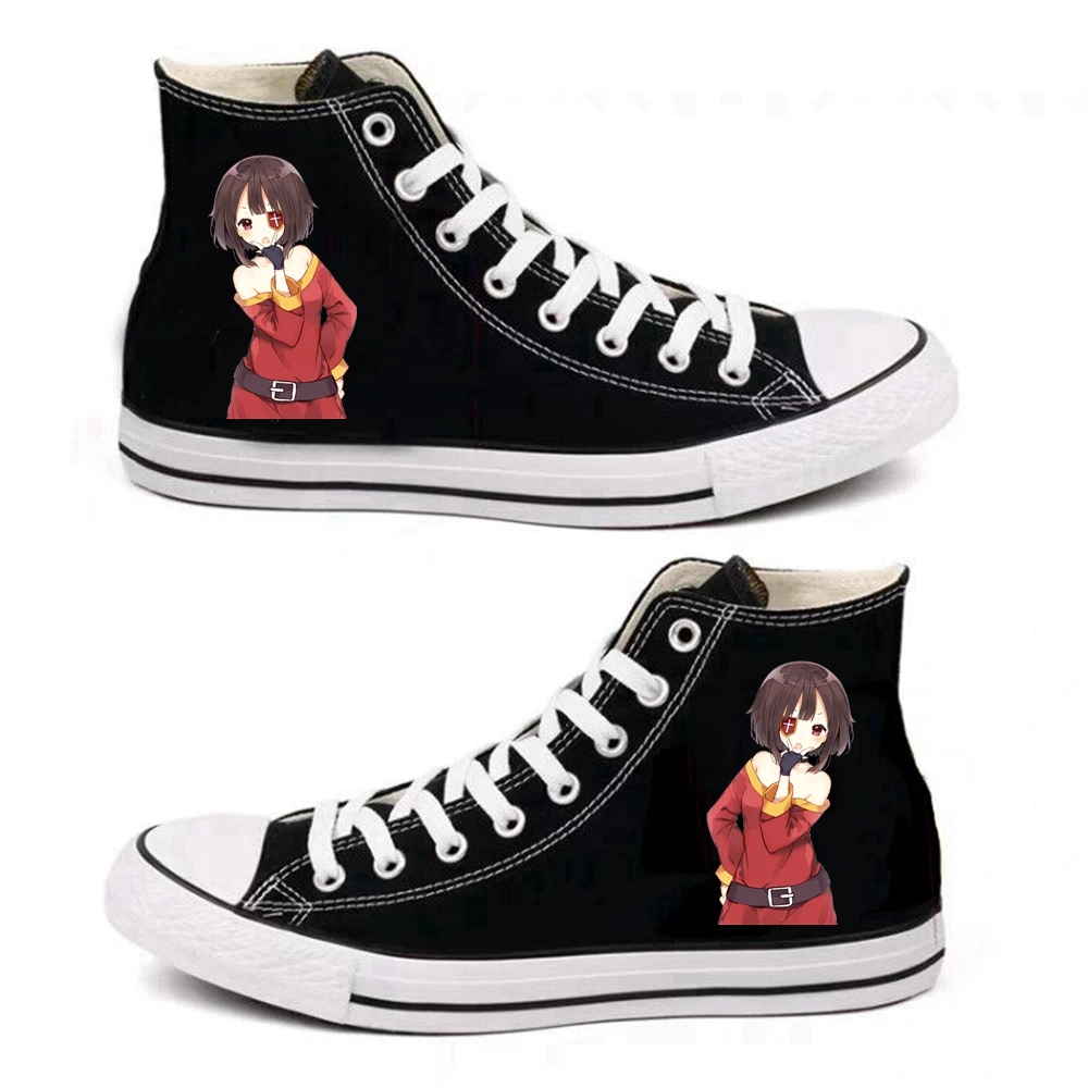 Kono Subarashii Sekai ni shukufku wo Megumin/парусиновая обувь для костюмированной вечеринки с героями мультфильмов; модная обувь с высоким берцем для студентов