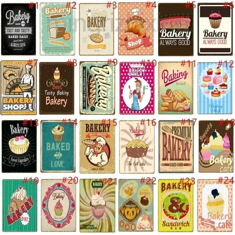 Flash Panaderia Metal Signos Sweet Food Sandwich Bar Lata Vintage