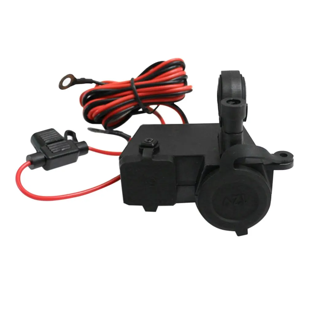 

Universal Motorcycle Dual USB Ports Charger Waterproof Rubber Cover Power Switch Charger Cigarette Lighter Adapter NEW
