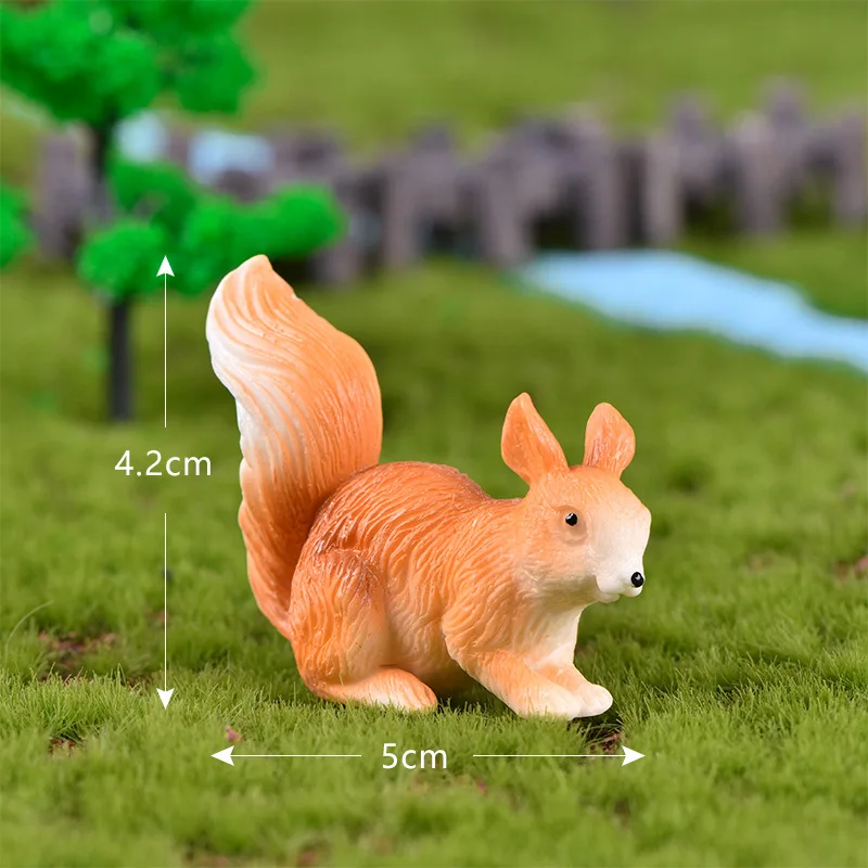 Squirrel No.2 Имитация маленькой лисы, заяц, кролик, белка, модель животного, фигурка, домашний декор, миниатюрное украшение для сада в виде Феи, аксессуары, статуя - Цвет: Squirrel No.2