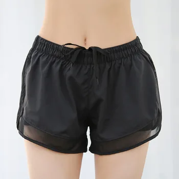 

2019 new fake two-piece sports mesh shorts anti-glare loose breathable running lady fitness shorts for women