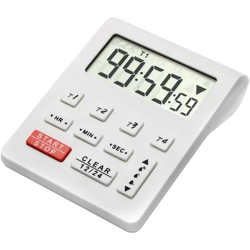 

4 Channel Digital Countdown Timer - Big Sn Count Up Down Kitchen Timer Clock for Cooking Baking (White)