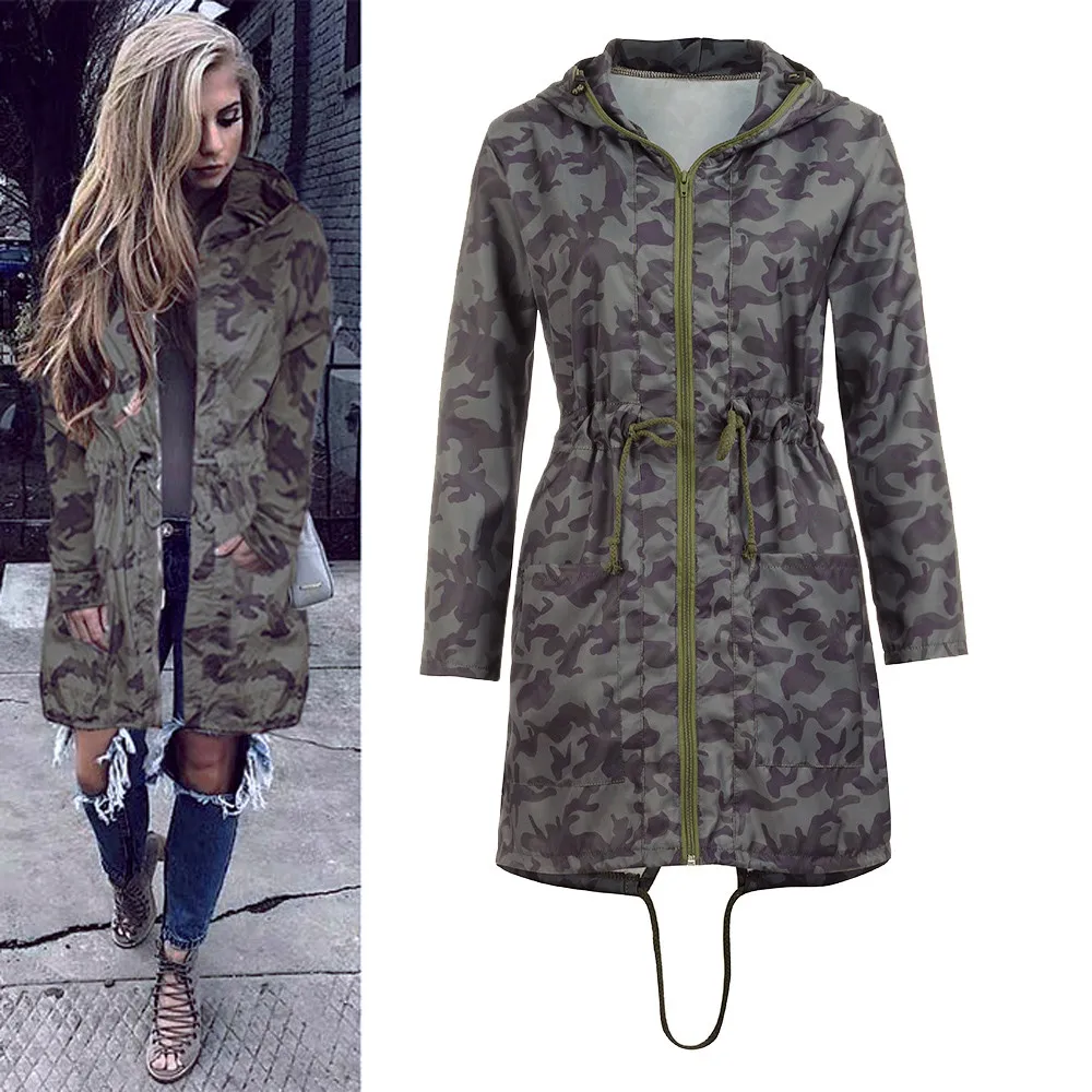 Camouflage Boyfriend Женская модная длинная ветронепроницаемая куртка с капюшоном камуфляжная верхняя одежда женские осенне-зимние пальто толстовки уличная одежда - Цвет: Camouflage