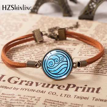 

Leather Bracelets New Fashion Avatar The Last Airbender Air Nomad Pendant Glass Round Jewelry Art Glass Dome 20mm Jewelry