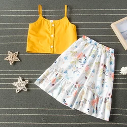 Ensemble deux pièces pour bébés filles, haut à bretelles et jupe florale, style Boho, vêtements d'été 