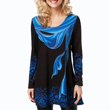 

Floral Print O-Neck Full Sleeve Woman's Blouse Shirt Plus Size 5XL Long Top Loose Befree Female Tops Fashion Clothing Ladies