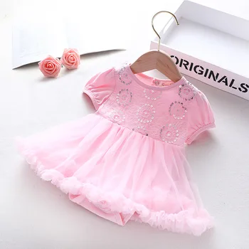 

2020 Summer children's wear dress cotton net yarn girl princess dress fashion solid color girl dress