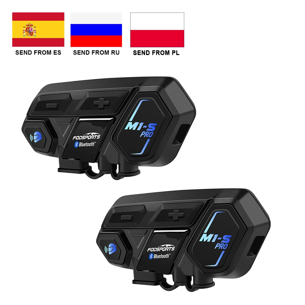 

Fodsports 2 pcs M1-S Pro motorcycle helmet intercom bluetooth headset 8 rider 2000M intercom waterproof group BT Interphone