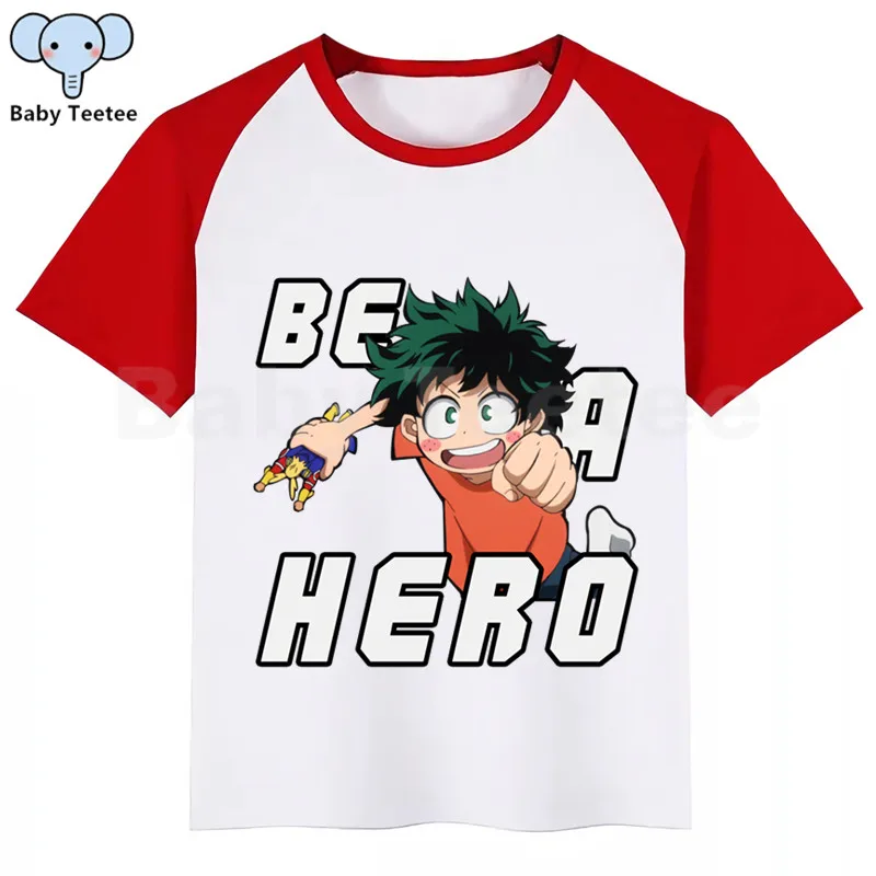 Детская футболка с надписью «My Hero Academy Boku No Hero Academy»; летние топы для мальчиков и девочек; повседневная детская футболка с принтом; детская одежда