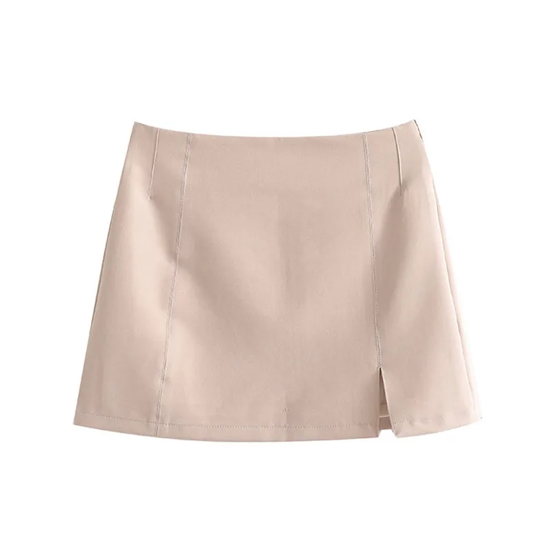 denim skirts for women Merodi Women Spring Causal High Waist Za Pink Suit Mini Skirts Female Side Zipper Slit Short Skirts Chic lululemon skirt