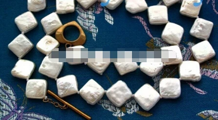 00547 12 мм белый квадратный пресноводный жемчуг ожерелье