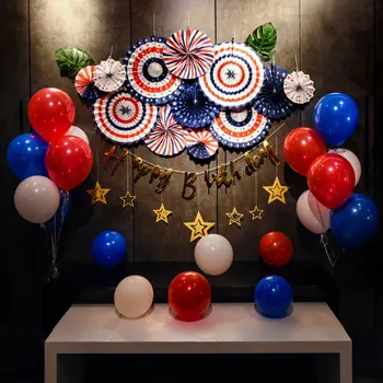 

1 set Flower latex Balloons Flag Garlands Fan Paper Ball Tissue Pom Poms Flower Balloons Baby Birthday Party Decoration