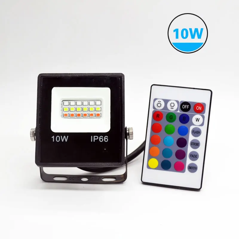 10W 220V RGB Горячая RGB IP65 50 Вт 30 Вт 10 Вт Светодиодный прожектор светильник SMD светодиодный прожектор отражатель светодиодный пульт дистанционного управления уличный светильник ing - Испускаемый цвет: 10W 220V RGB
