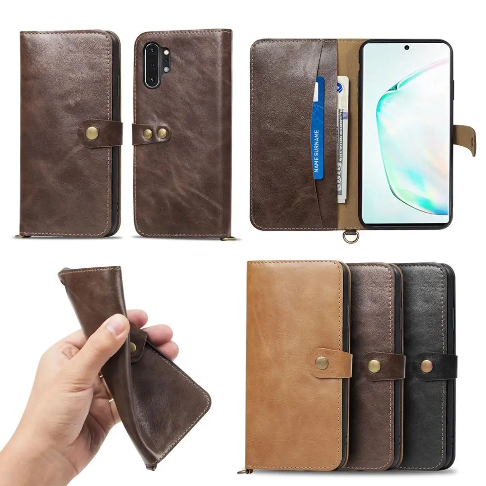 Кожаный чехол-книжка для samsung Galaxy S10 S10Plus S10e Note9 Note10 Note10+ кошелек из натуральной кожи матовый чехол для телефона