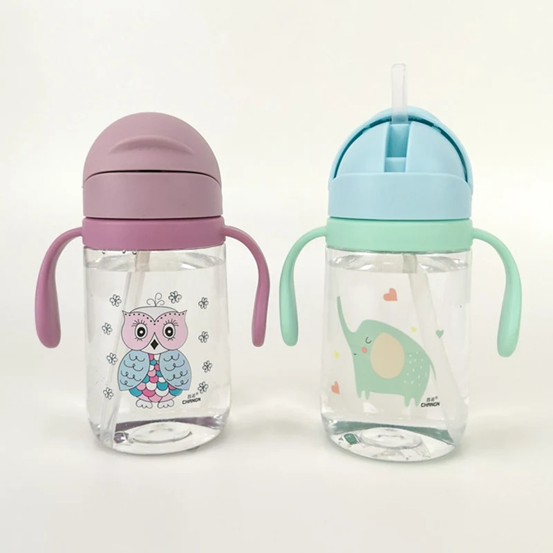 420 мл для малышей детская бутылка для воды термос чашка мультфильм детские Портативный кормления Бутылка с соломинкой ручки с защитой от проливания прочный стакана воды