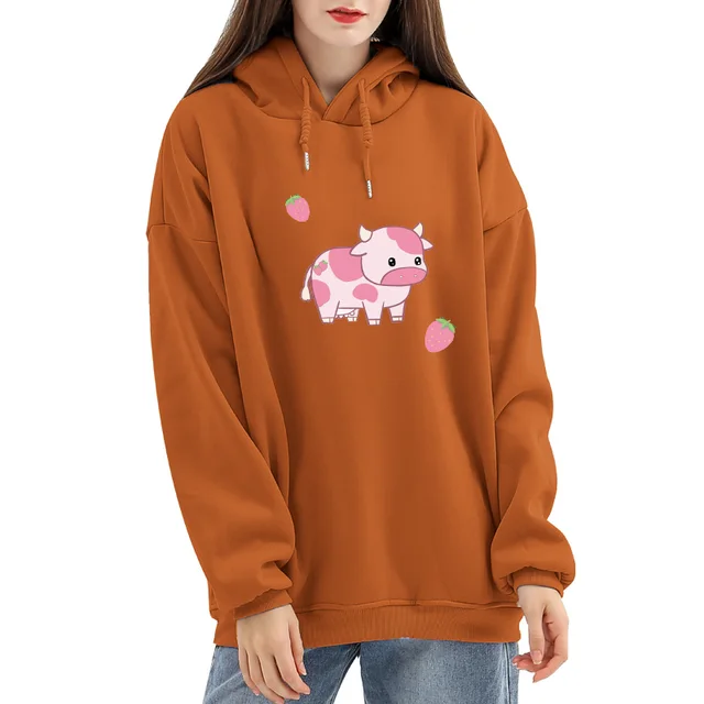 Strawberry Cow Zip Up Hoodie XL