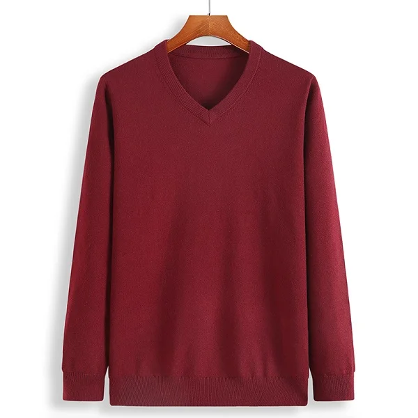 Новые зимние кашемировые свитера мужские свободные мужские пуловеры с v-образным вырезом мужские вязаные свитера мужские Рождественские Свитера Плюс Размер 6XL 7XL 8XL - Цвет: Красный