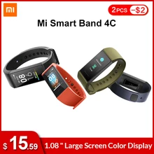 Inglês versão xiaomi mi banda 4c 4 c redmi pulseira inteligente 1.08