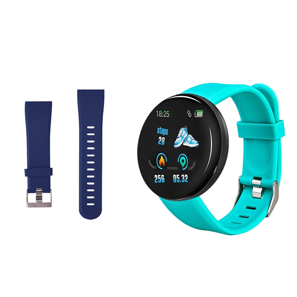 Green N Blue strap D18 Bluetooth Smart Wristband Blood Pressure Heart Rate Measurement Smart Bracelet Sport Tracker Smart Watch D13 Smartwatch - Цвет: Green N Blue strap