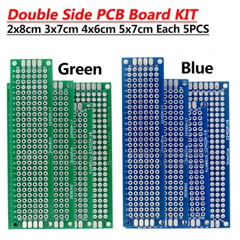

20pcs 5x7 4x6 3x7 2x8 cm Blue Green double Side Copper prototype pcb Universal Board Cave plate Circuit board kit For Arduino