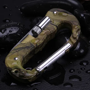 

5 In 1 Carabiner Stainless Steel Camping Keychain Mountaineering Buckle Survival Kit Quick Release Outdoor Gadgets Multifunction