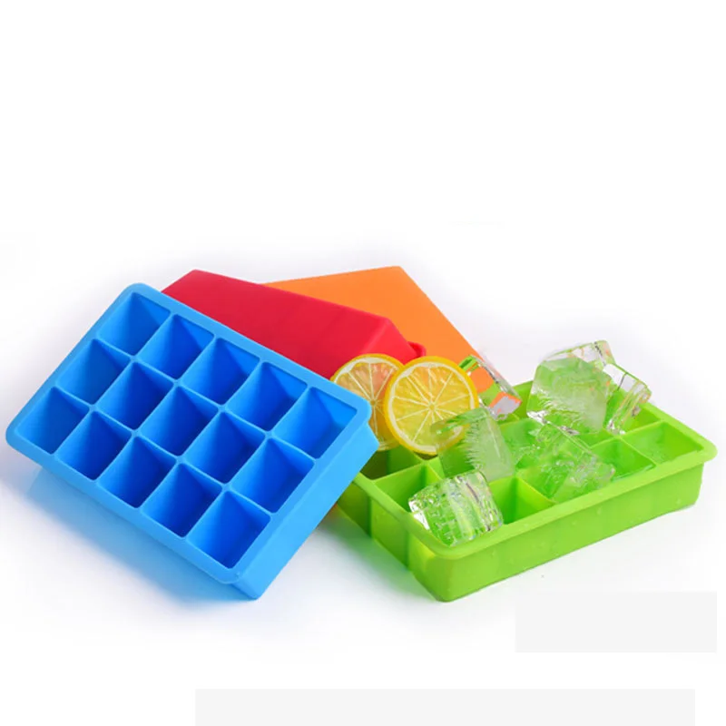 15-Hole Food Grade Silicone Ice Cube Mold Whisky Ice Tray with Lid Square-shape DIY Ice Mold-20