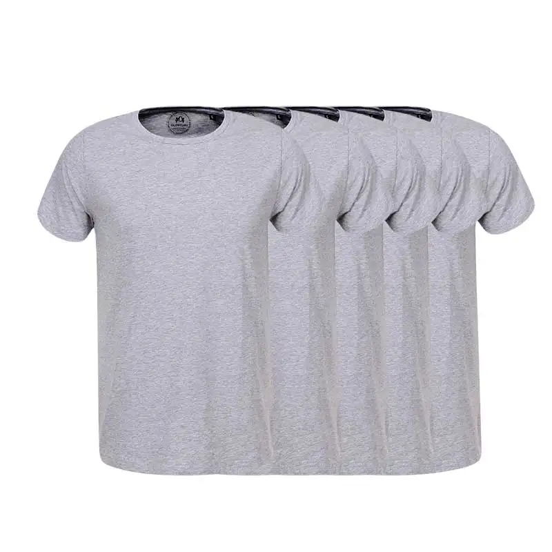 Light Mel Grey 5pcs GLO-STORY, 5 шт., повседневные белые мужские футболки, хлопок, круглый вырез, короткий рукав, партия, продано, мужские топы, лето, новинка, MPO-9143 - Цвет: Light Mel Grey 5pcs