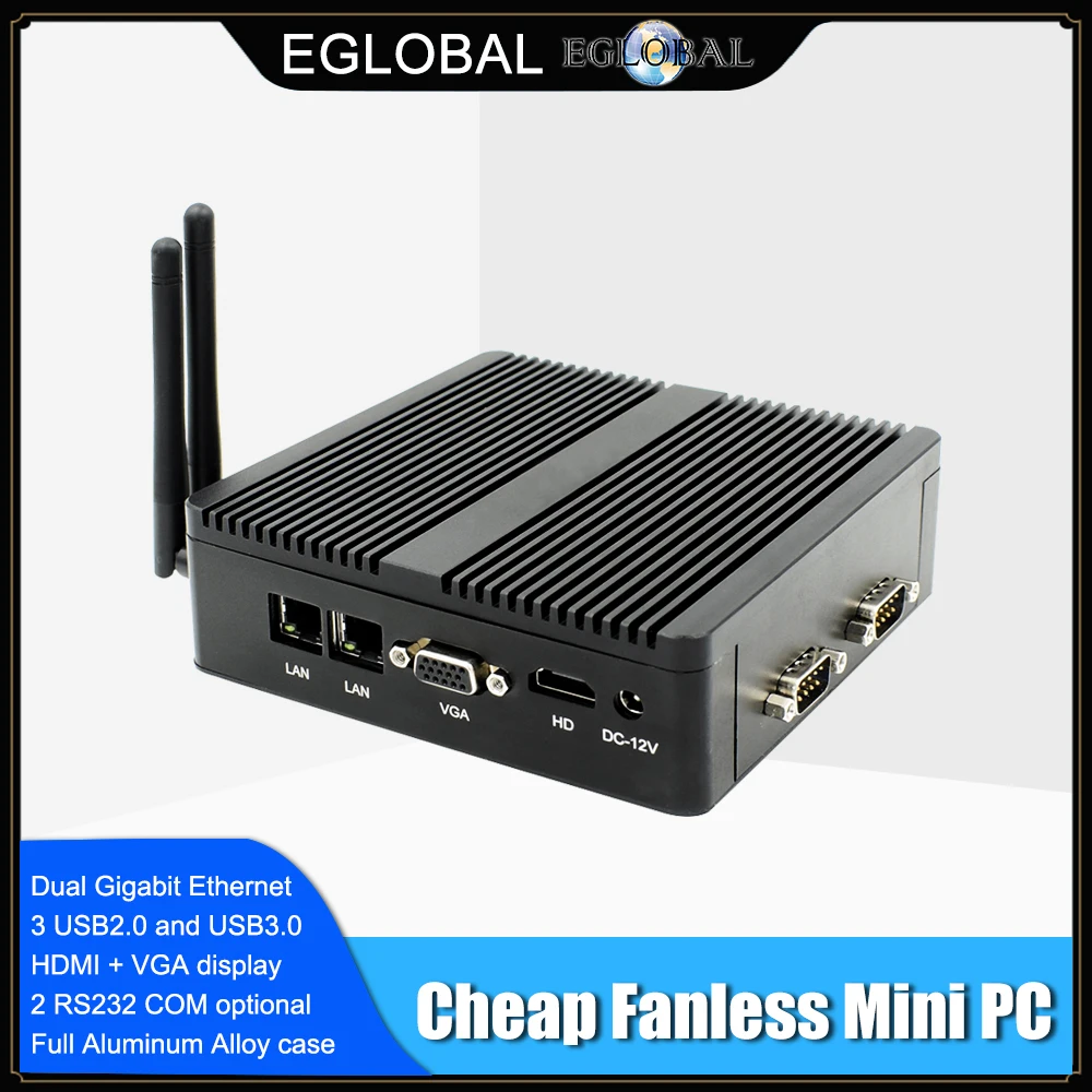 Процессор Eglobal Fanless Mini PC Intel N3160/J3160 J1900 Qaud Core Pfsense Barebone компьютерный мини сервер 2 *