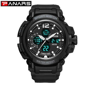 

PANARS Electronic Mens Watches Quartz Dual Display Outdoor Diving Waterproof Watch Men Gift relojes hombre digitales deportivo