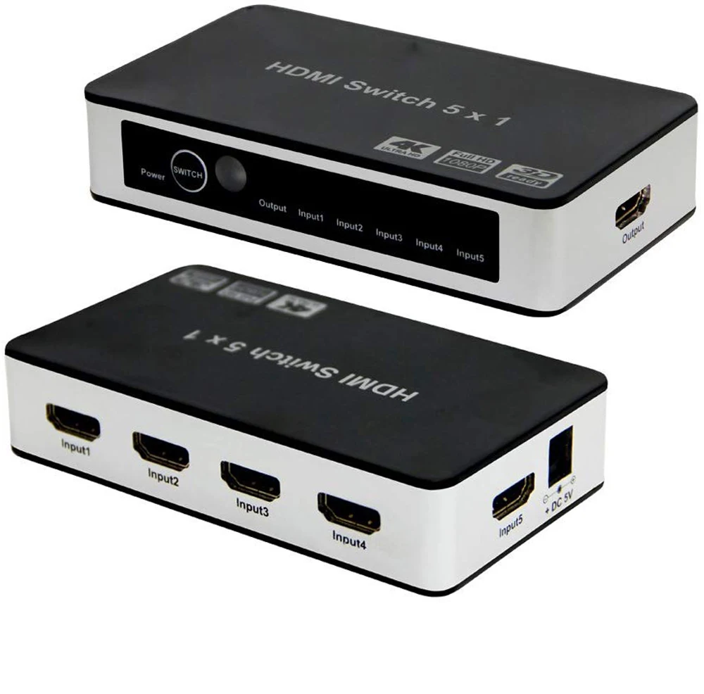 4K HDMI коммутатор 5X1 UHD Переключатель Селектор 5 в 1 выход с ИК и кабель питания для HDTV