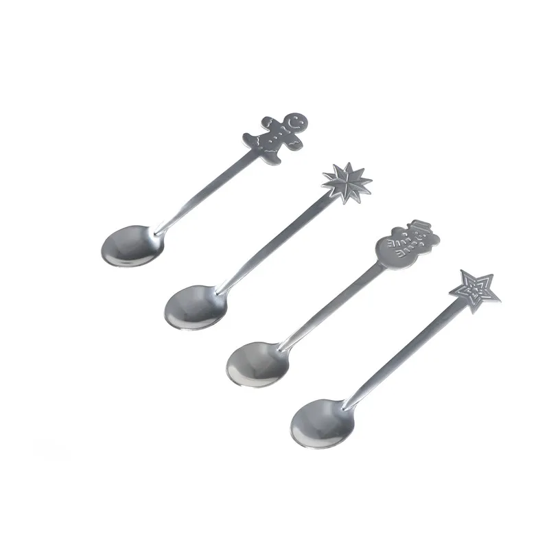 Creative stainless steel spoon cutlery Christmas gift set small spoon holiday gift set of four coffee spoon set
