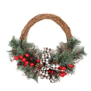 

1Pc Christmas Decorations Xmas Wreath Pine Cone Hanging Pendant Door Decorative Garland