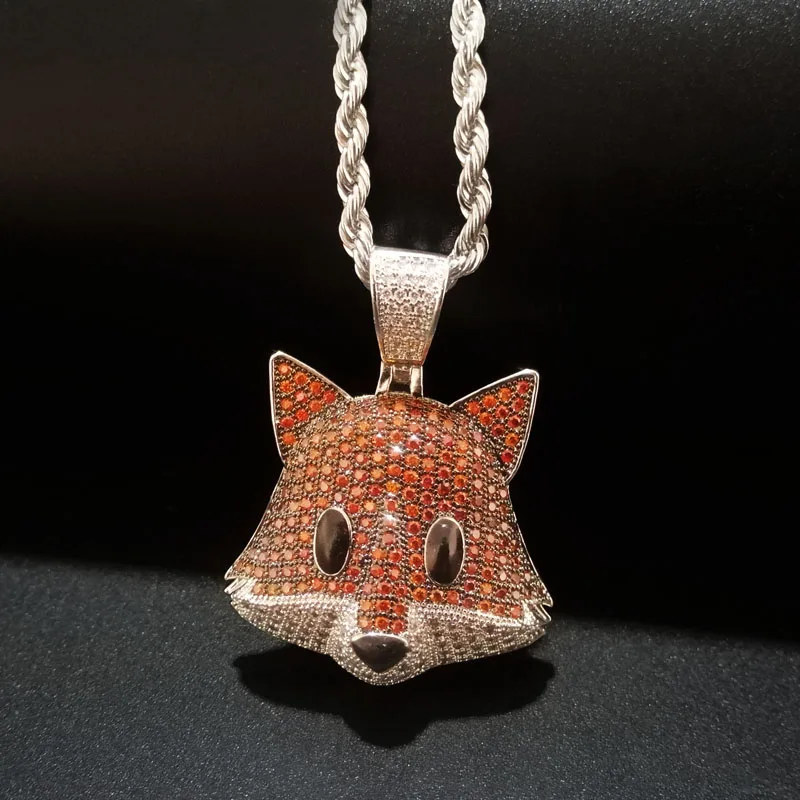 Iced Out кулон с лисичкой ожерелье с цепочкой для мужчин и женщин Подарки новое поступление AAA микро Pave Циркон животное хип хоп ювелирные изделия