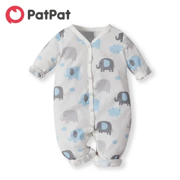 

PatPat Baby Elephant Allover Cotton Style Long-sleeve Jumpsuit Bottom Snap Autumn Leisure for Baby Toddler Boy Girl 0-18M