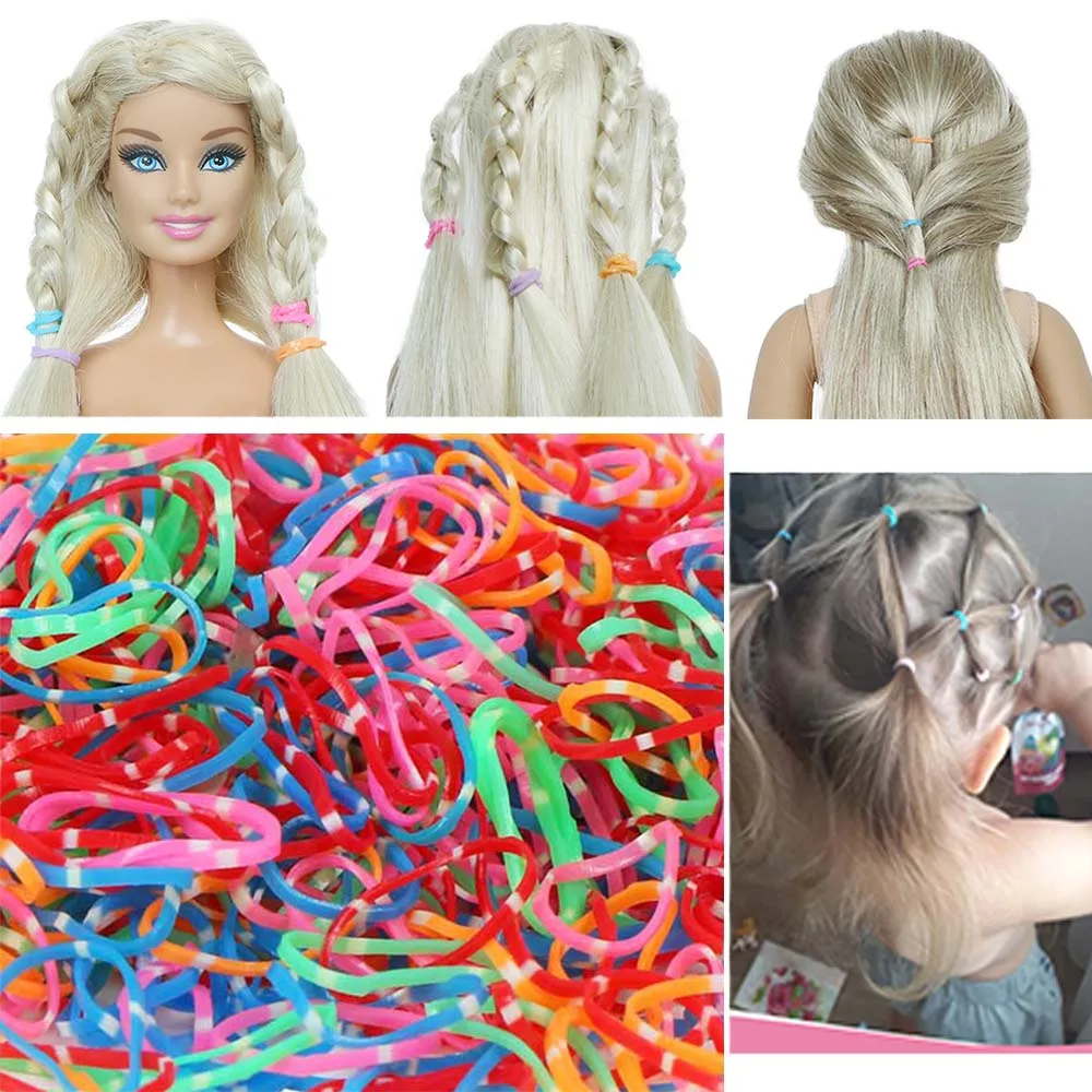 1000 Pcs/Pack Small Elastic Hair Bands Hairstyle Accessories for Barbie  Doll for Blythe Doll Toy Storage Bag Girls Hair Band - AliExpress