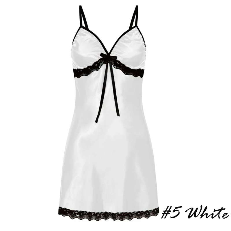 Sexy Sleepwear Women Lace Silk Satin Night Dress Sleeveless Nighties V-neck Nightgown Plus Size 3XL Nightdress Summer Nightwear